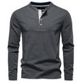 Men's slim fit long sleeve cotton t-shirt in solid colour, shown in beige