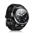 Black smart watch with blood pressure monitor on a silicone wrist strap, showing a 1.28-inch screen.