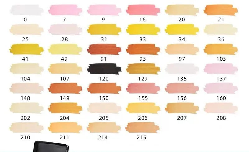 Set of double-headed alcohol oily colour markers with round and inclined nibs for professional art and design work.
