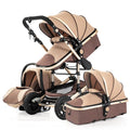 3-in-1 travel baby stroller with aluminium frame, large UV canopy, and breathable mesh bassinet in grey