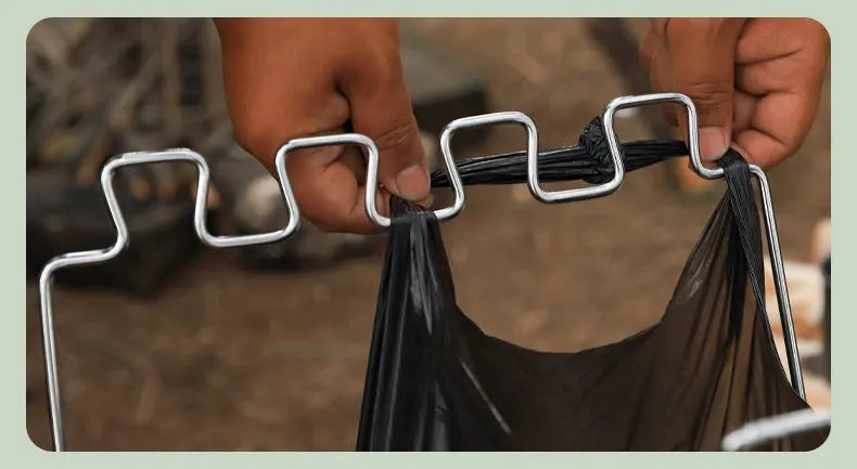 Stainless steel folding garbage bag bracket in Korean style design for outdoor use
