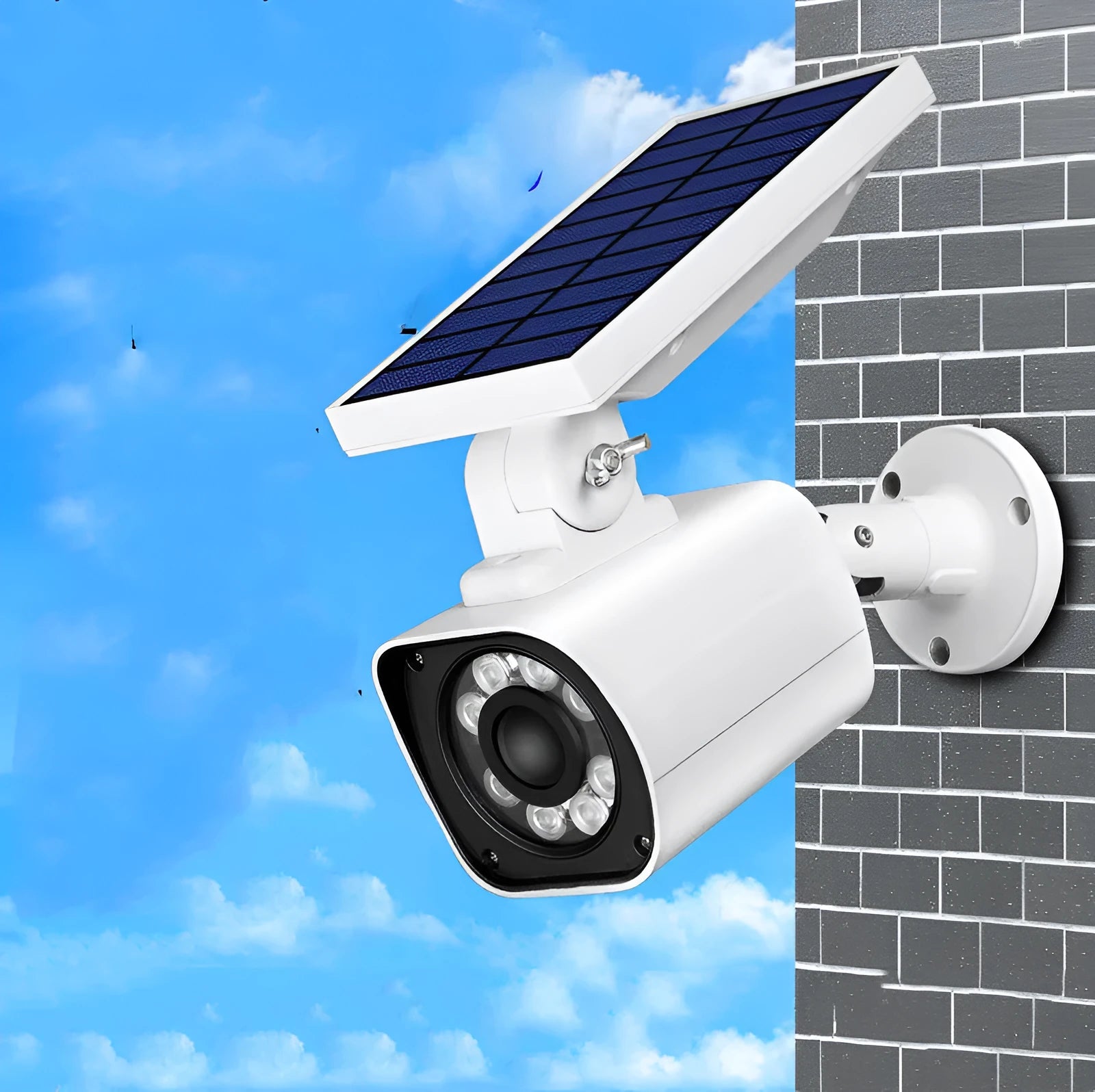 White solar simulation camera security light 5W LED 80OLM IP67 aluminium alloy ABS garden light with 18 lights