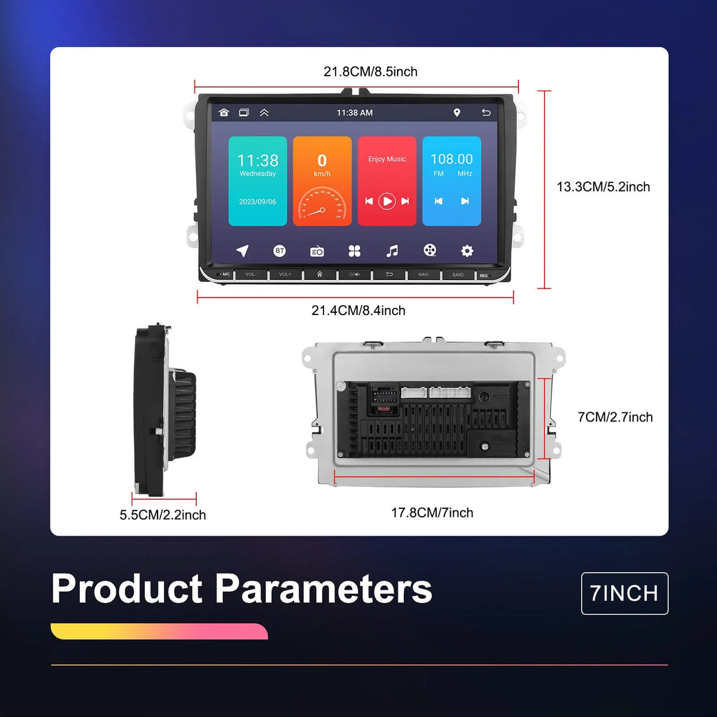 7-inch touchscreen Android car stereo head unit with GPS navigation system