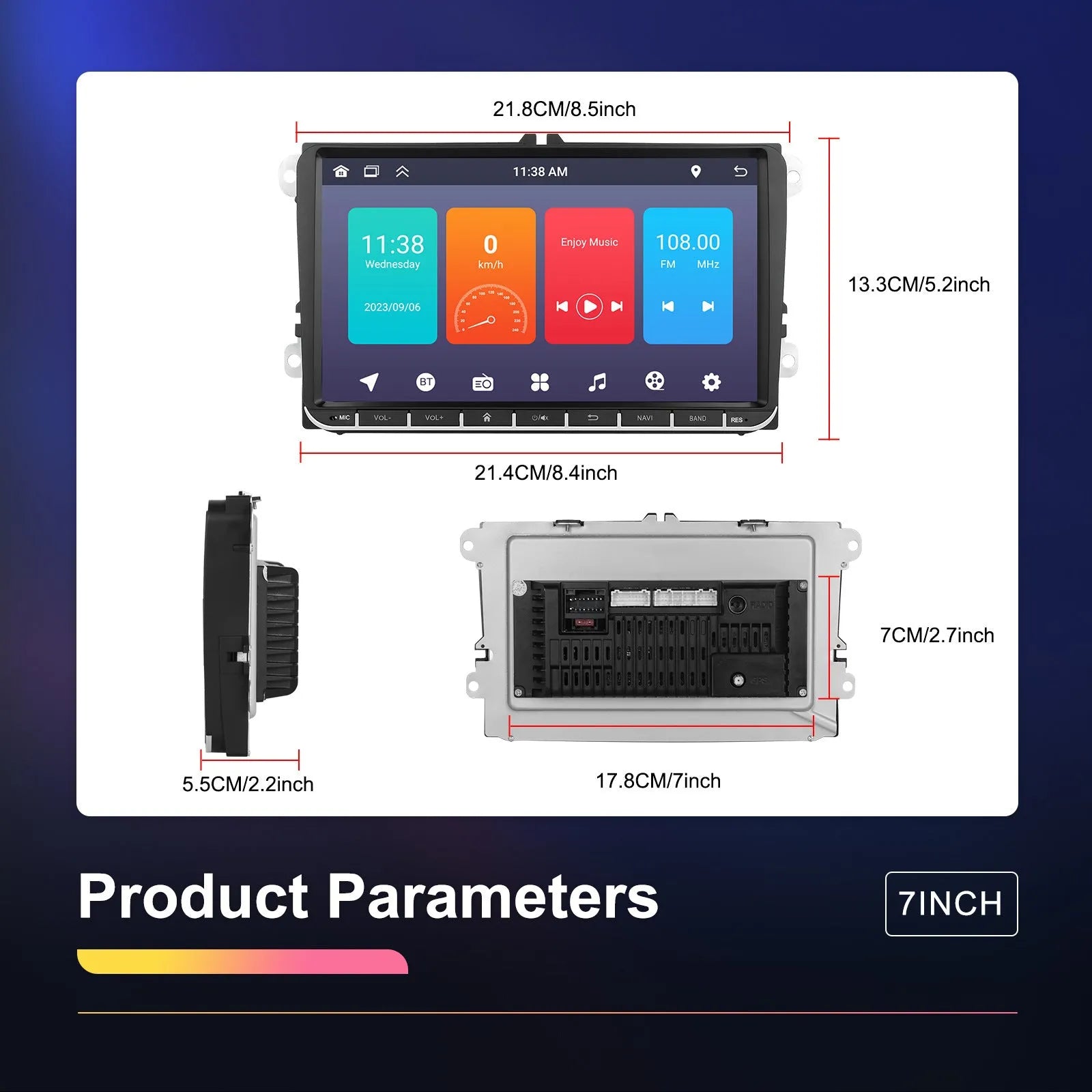 7-inch touchscreen Android car stereo head unit with GPS navigation system