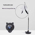 Cat teaser wand toy with suction cup holder and bell, shown in various colour and design options.