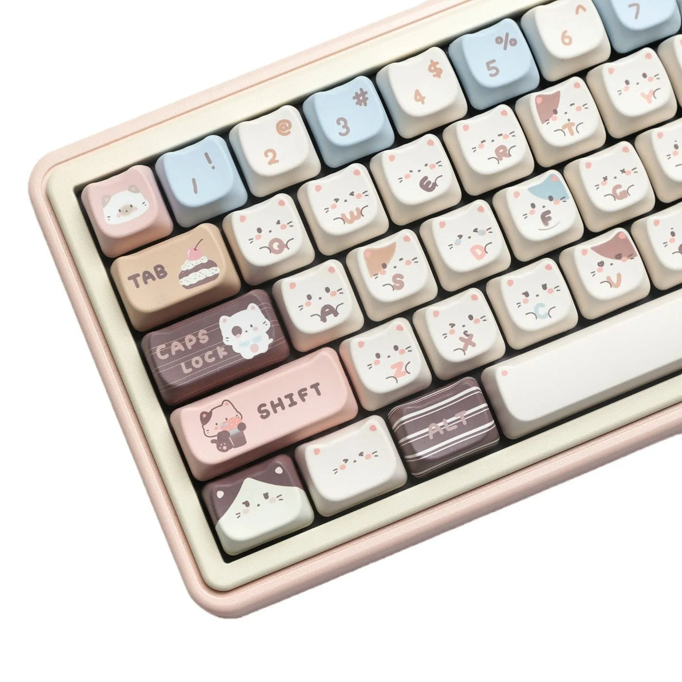 Sea Salt Cat themed PBT keycap set for mechanical keyboards with 26 keycaps and 7u supplement options