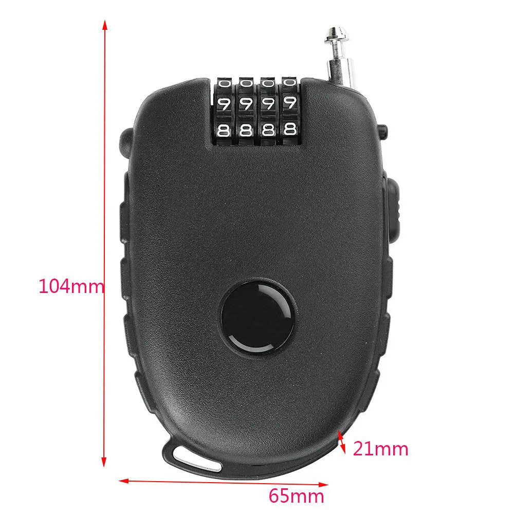 Retractable helmet lock with ABS plastic housing and extended wire rope