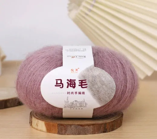 Mohair wool ball for DIY hand-woven scarf kit in one of 34 available colours