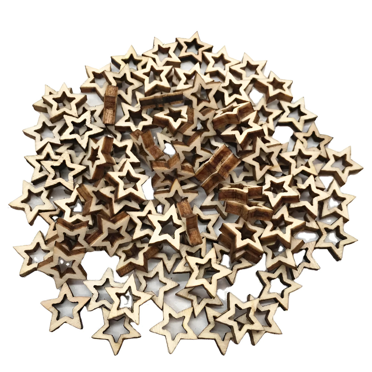 MDF wooden five-pointed star hollow pendant ornaments in 10mm and 20mm sizes for home decor