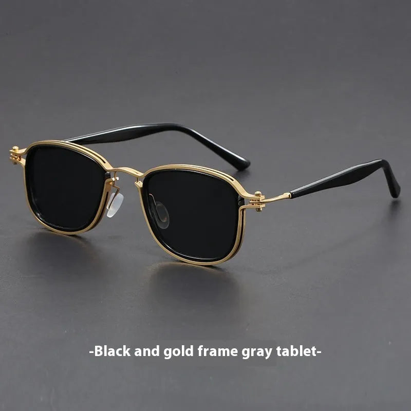 Retro-style square frame sunglasses with metal and plastic construction in a two-tone colour option.