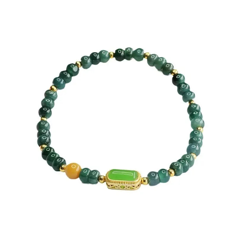 Blue water jade natural stone bracelet with electroplated abacus beads and topaz accents
