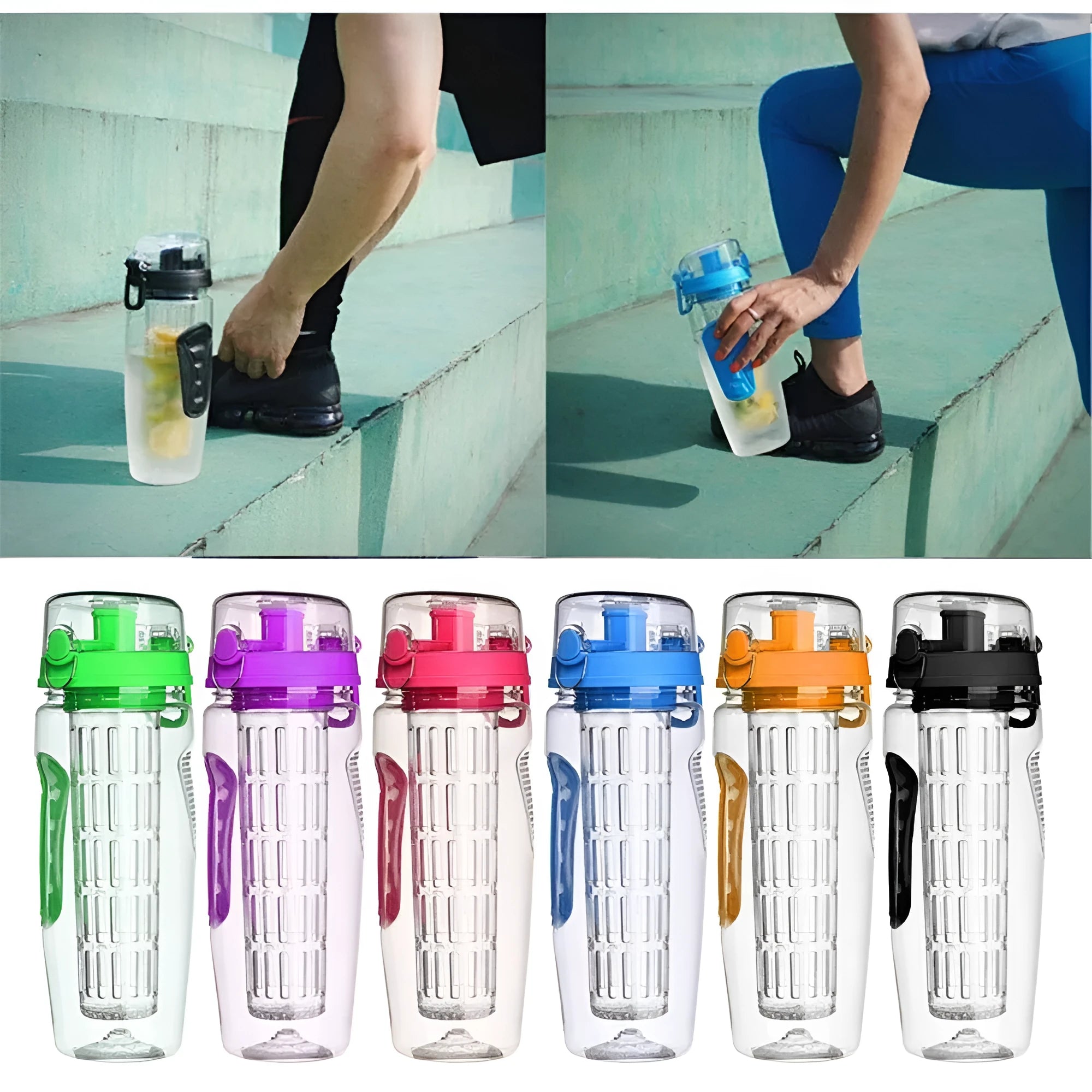 32oz Tritan fruit infuser water bottle with leakproof cap and infuser insert, 1000ml capacity