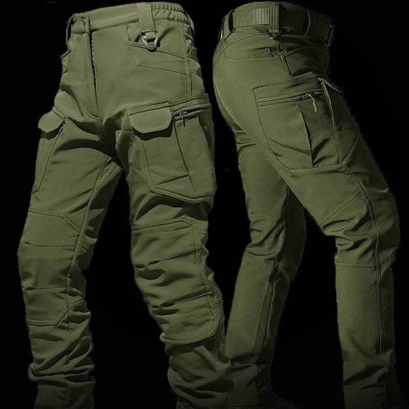 Men's fleece jacket and pants set in corduroy with hooded Korean style in army green beetle coat colour