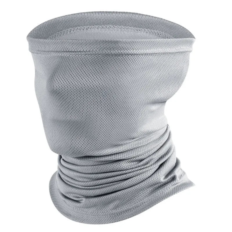 Multifunctional sports scarf in polyester fabric with filter pockets shown in various colours