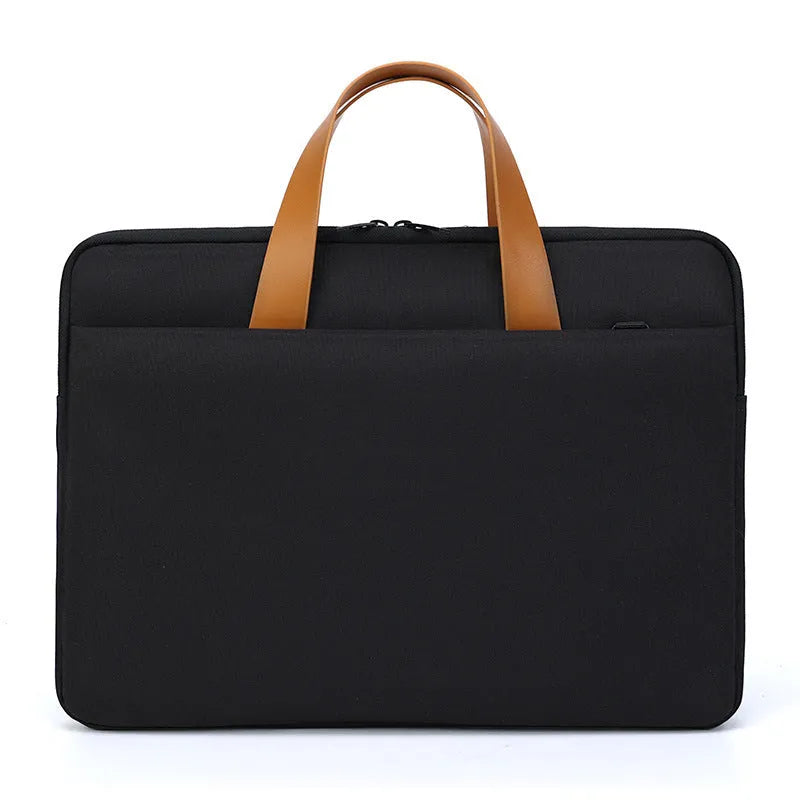 Blue Oxford fabric laptop bag horizontal square shape with zipper closure for 14 inch laptop