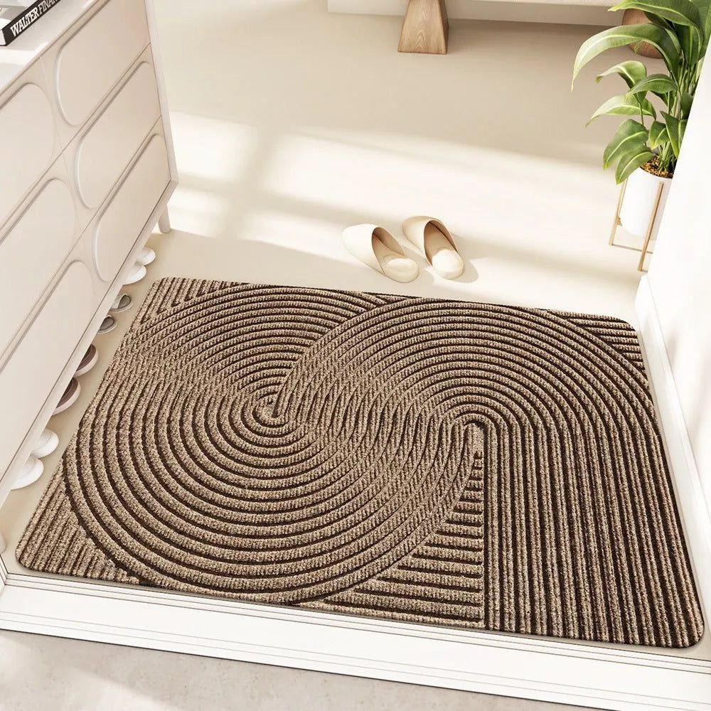 Green alien-shaped diatom oil entrance floor mat with cartoon anime pattern, measuring 60 by 90 cm.
