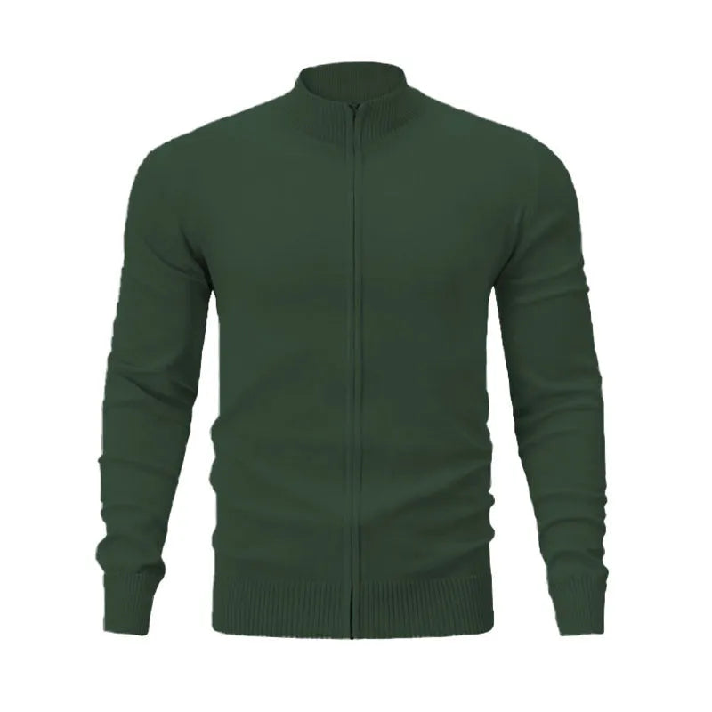 Men's stand collar casual sports zipper sweater in cotton fabric available in multiple colours