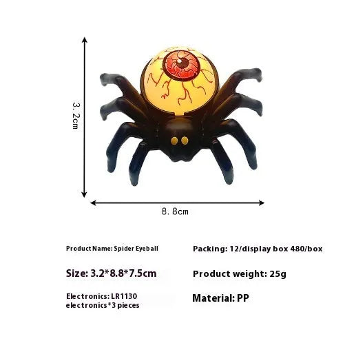Plastic Halloween spider candlestick ornament measuring 7x8.5x5cm with battery-powered light