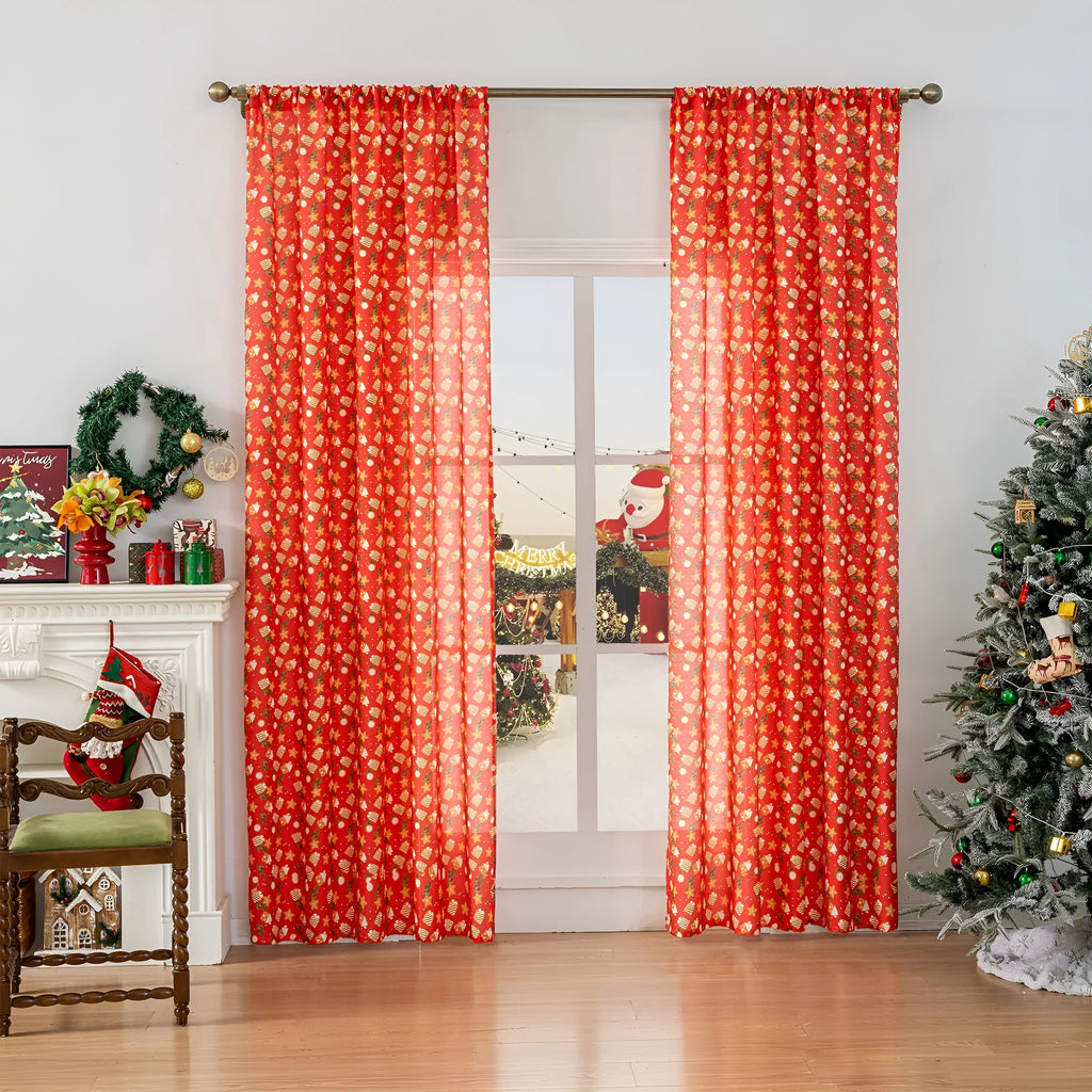 Christmas curtain with snowman and angel cartoon print in green colour, 1 metre length
