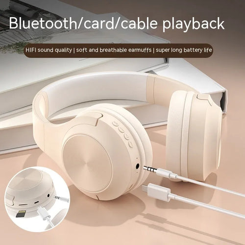 Wireless Bluetooth headset in Chalk Black colour with head-mounted design and charging case