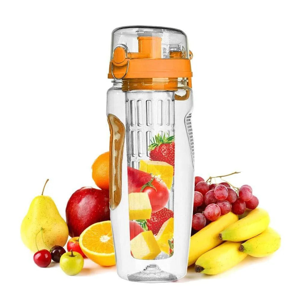 32oz Tritan fruit infuser water bottle with leakproof cap and infuser insert, 1000ml capacity