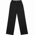 Black straight stretch casual trousers in cotton denim with high waist and straight leg