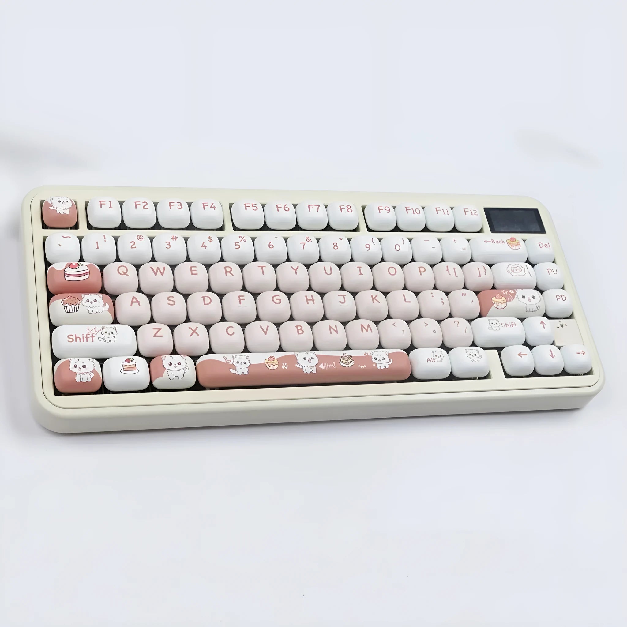 Dessert cat cartoon sublimation key caps for mechanical keyboards in round MOG style