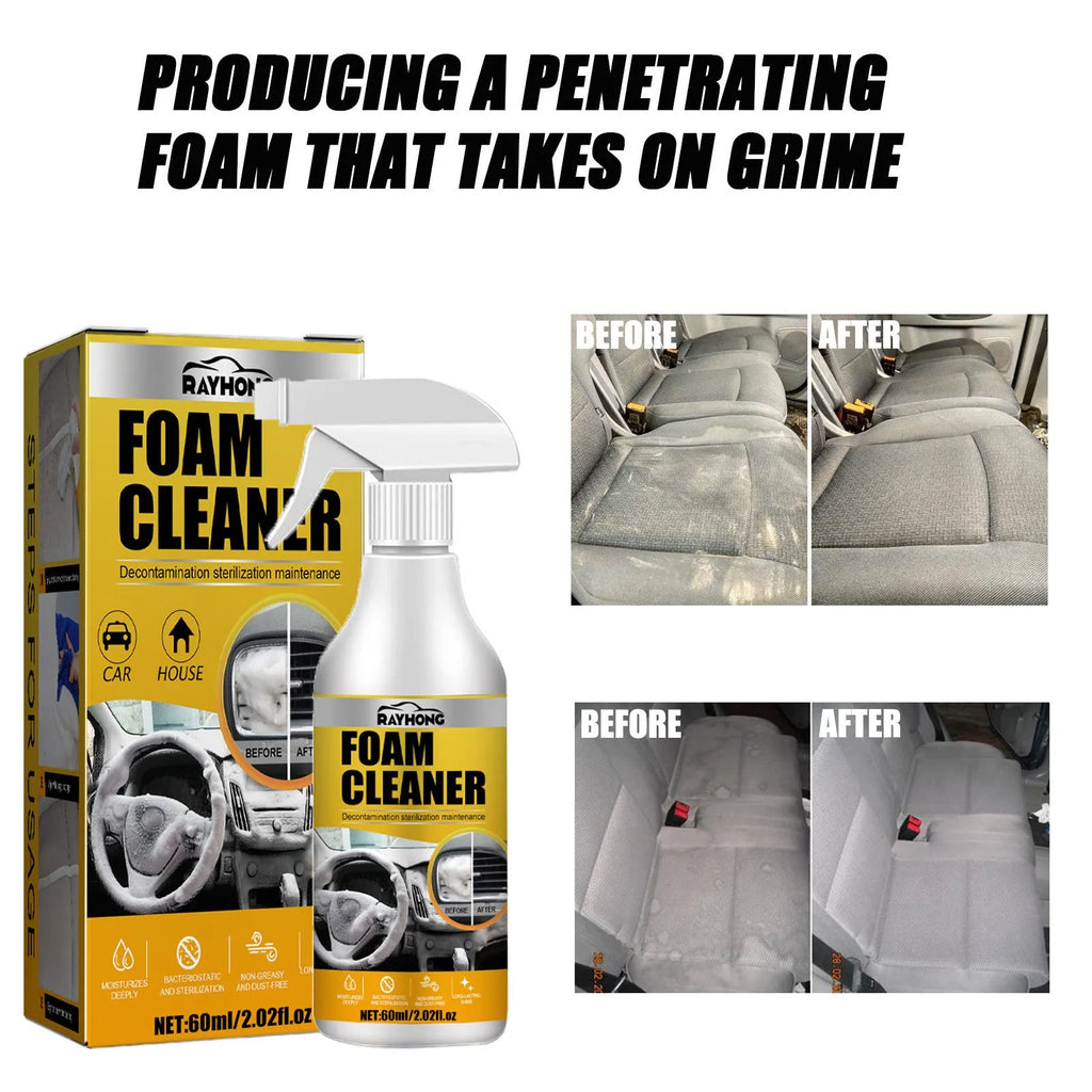 60ml car interior foamed cleaner bottle and 10cm sponge for wash-free upholstery cleaning