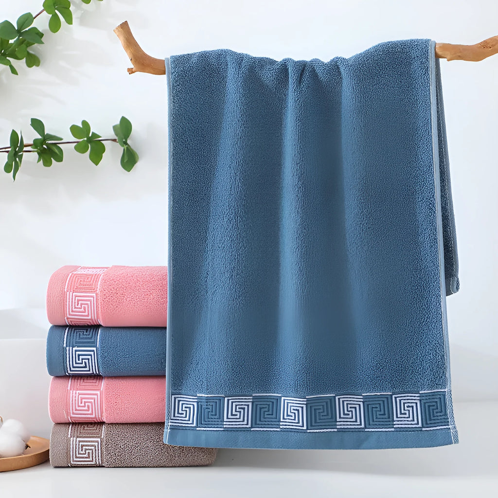 Gaoyang thickened pure cotton face towel 35x75cm in blue, individually wrapped