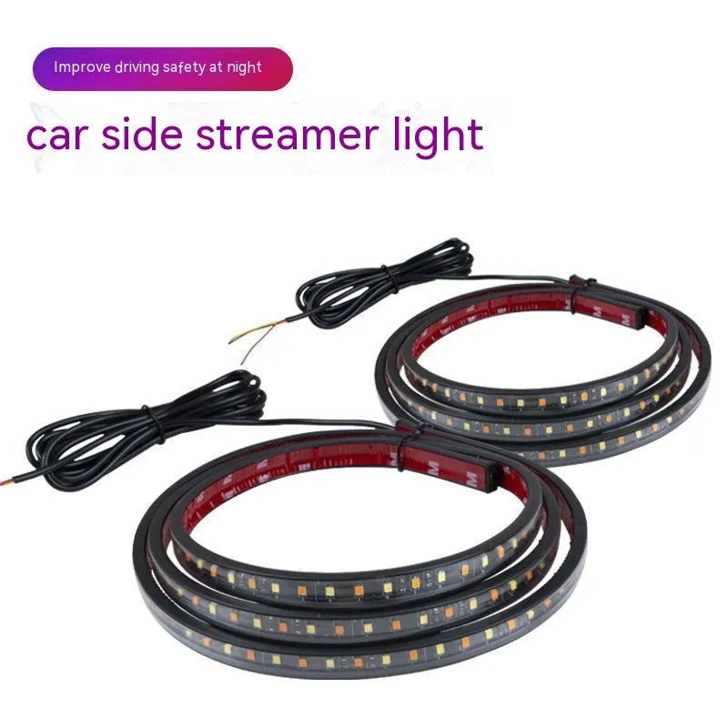 60-inch white-yellow LED underglow car lights with streamer effect and side steering illumination