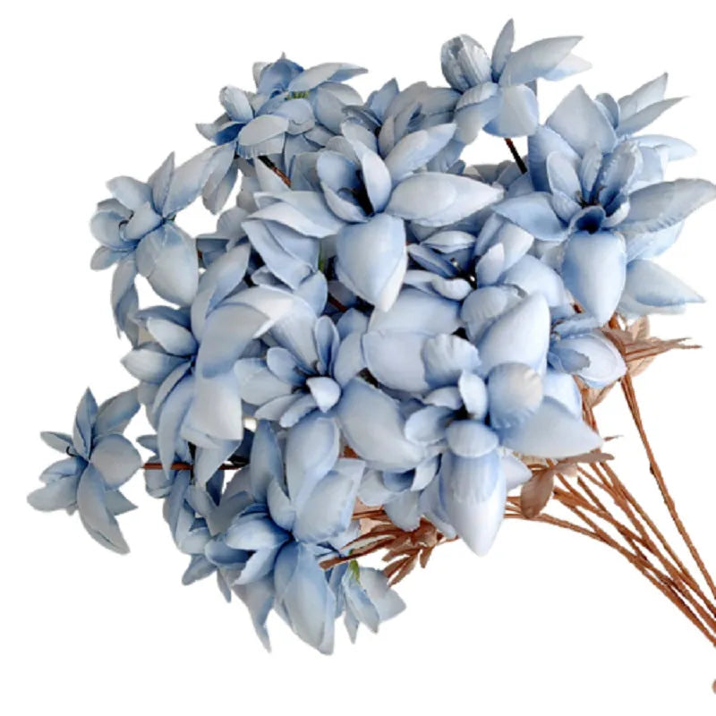 Blue haze artificial silk flower bouquet arranged for decorative display