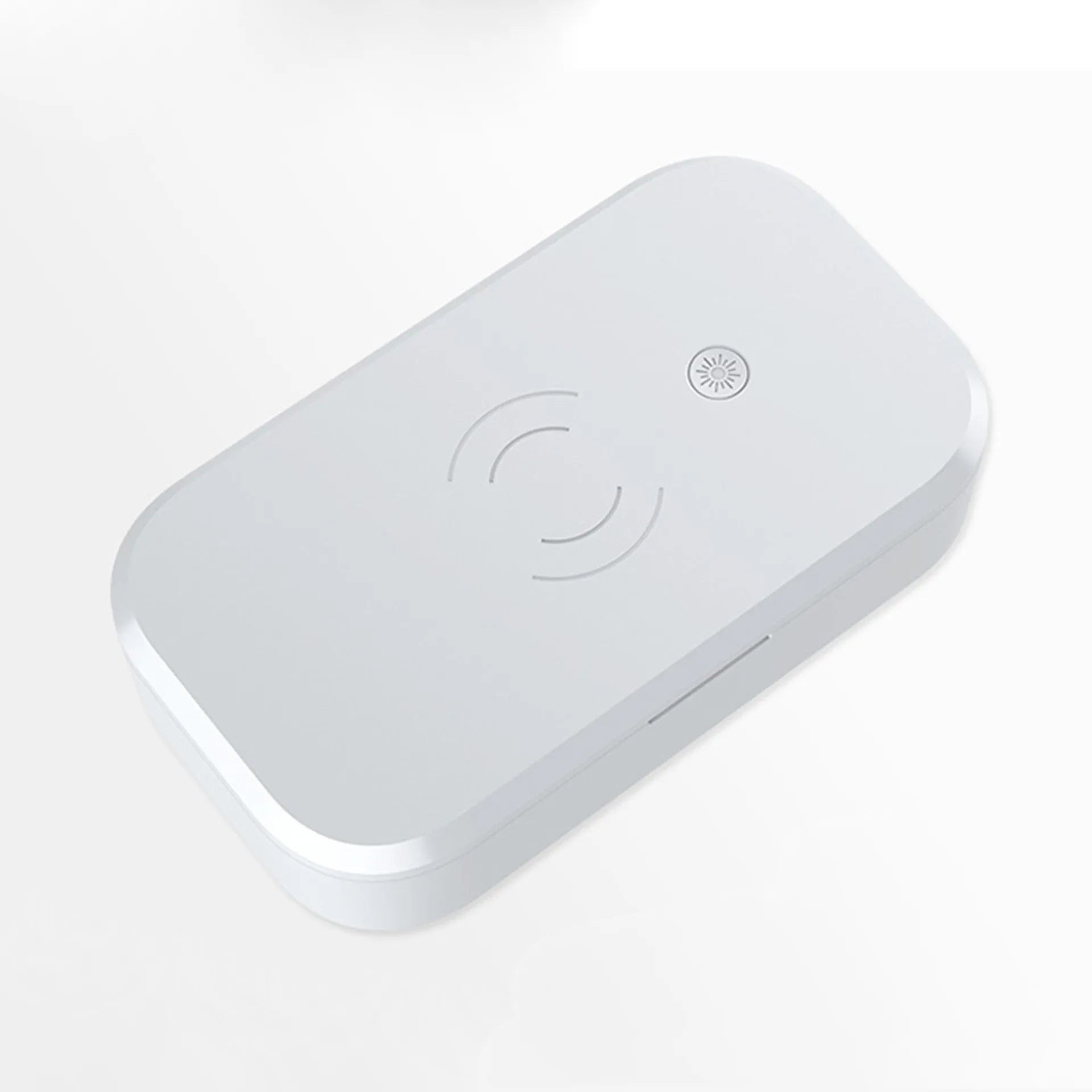 Ivory white ultraviolet disinfection box with wireless charging for mobile phones and beauty tools