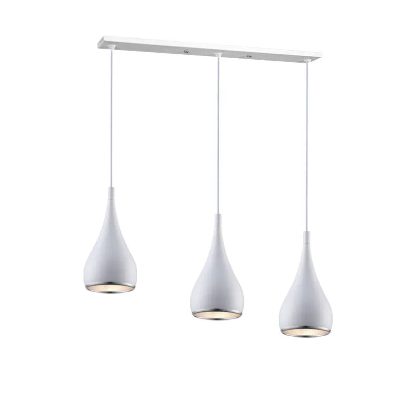 Minimalist iron chandelier pendant light in black finish with three bulb heads.
