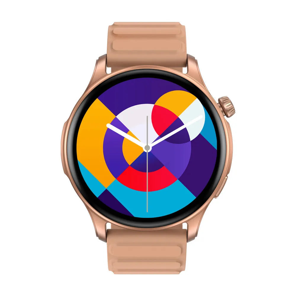 Btalk 3 Pro smart watch with AMOLED display showing health metrics, available in grey, pink and blue colours