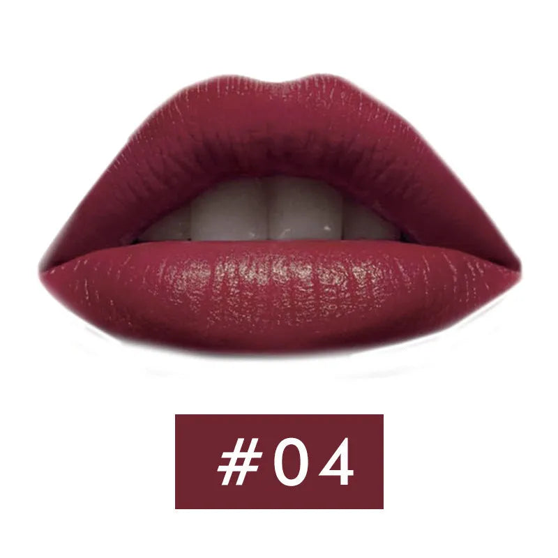 Beauty Creative mushroom head matte lipstick in black tube, shade Rose Red colour swatch