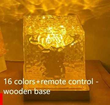 LED water ripple night light with crystal lamp and remote control projecting colourful patterns