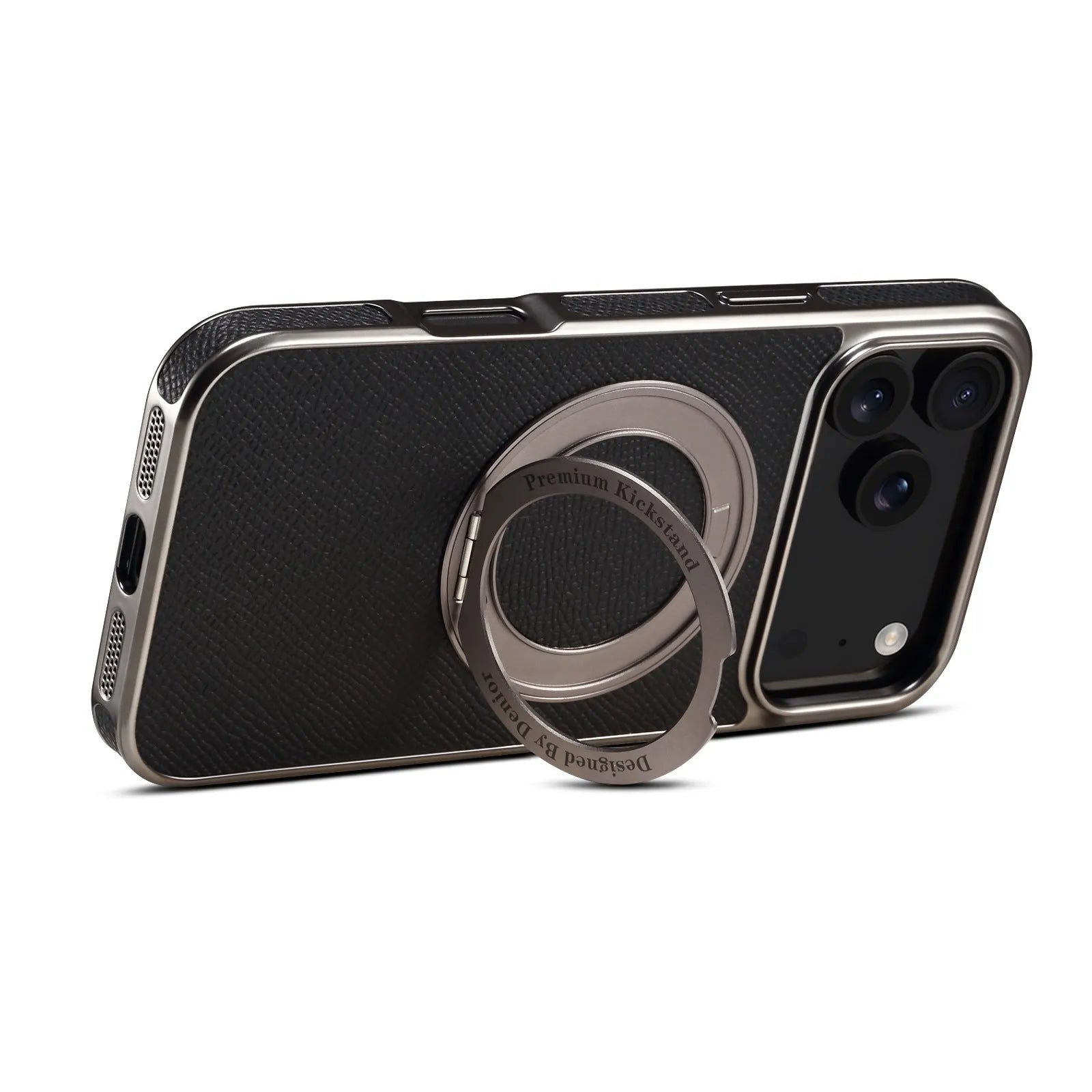 Denior genuine leather electroplating magnetic phone case for iPhone with bracket in four colours