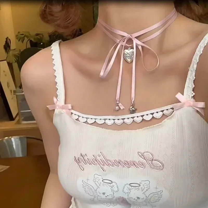 Women's fashion necklace with love pendant on alloy clavicle chain in electroplated finish