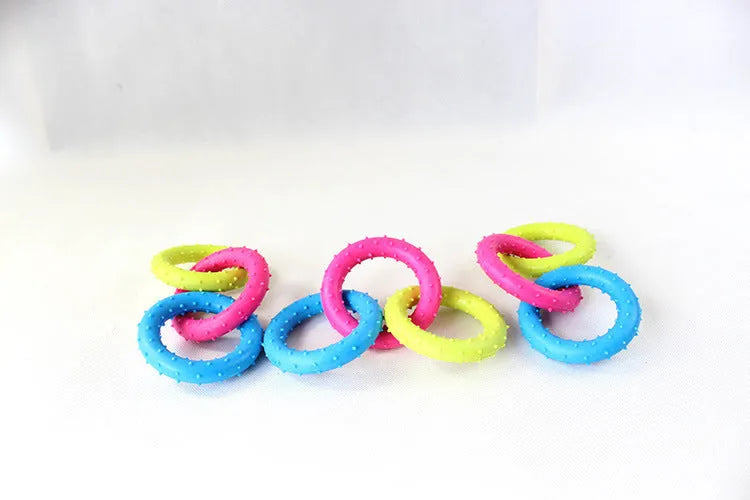 TPR rubber three-chain dog chew toy for aggressive chewers and molar stimulation