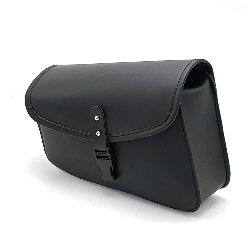 Black PU leather motorcycle swingarm saddlebag mounted on Harley Davidson Sportster