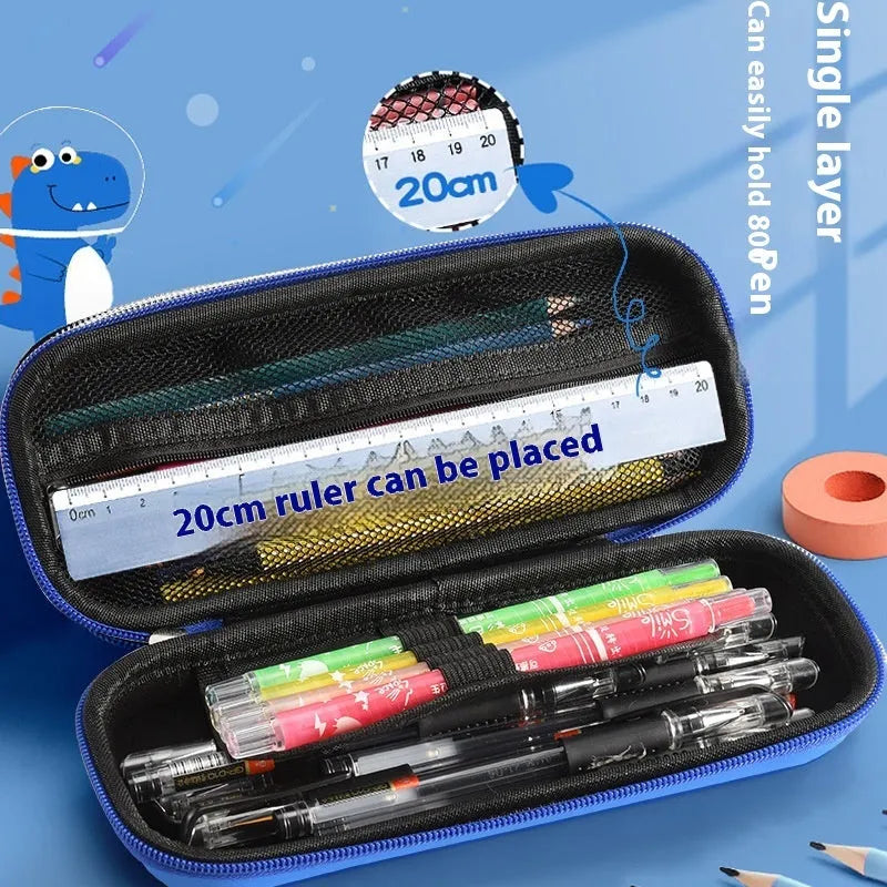 3D leather pencil case with astronaut pattern design showing textured surface and structured box shape