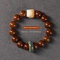 Hand-woven ivory nut lion round beads bracelet with 13mm beads and retro national style design