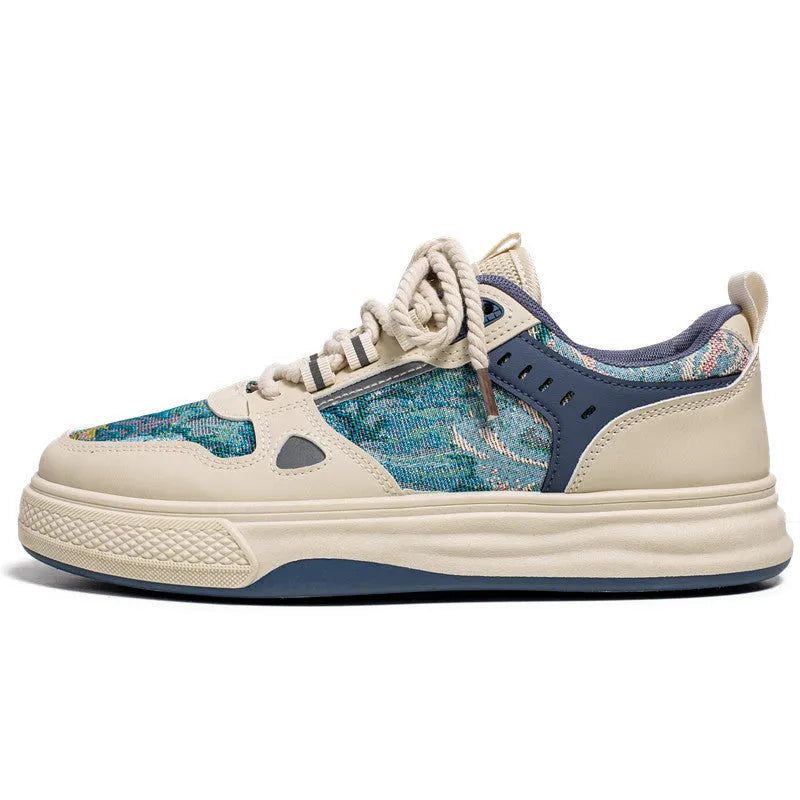 Canvas casual shoes in Milan green or beige with round toe and flat heel design
