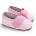 Striped canvas soft sole toddler non-slip shoes for boys girls in multiple colours