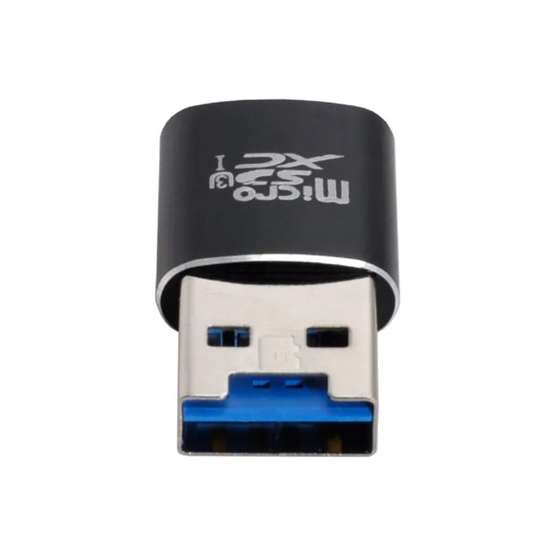 Black USB 3.0 memory card reader for Micro SD and T-Flash cards with ABS construction