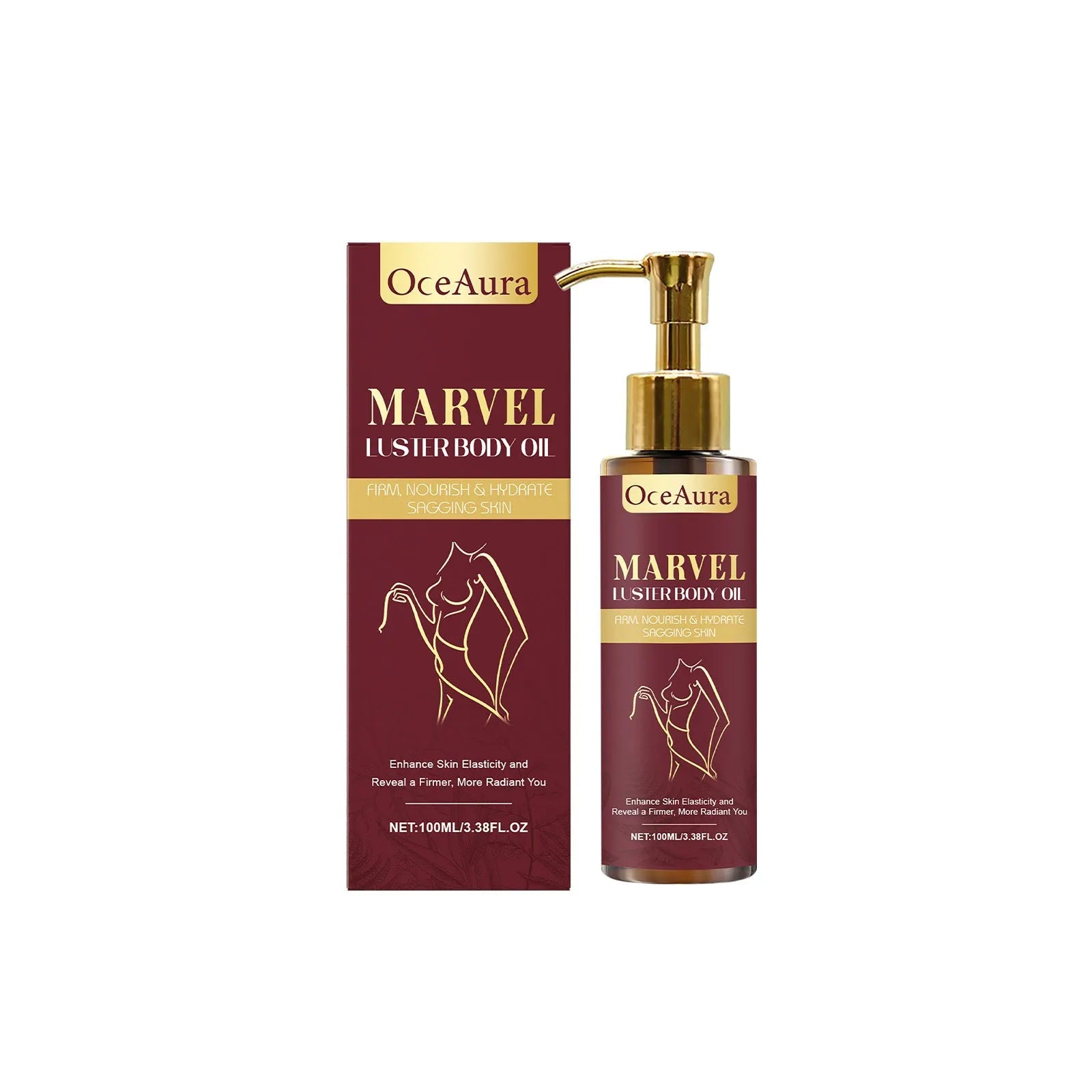 100ml bottle of Gloss Care Body Massage Oil with jojoba, almond, and camellia seed oils.