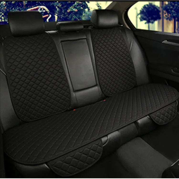 Linen car seat cushion with elastic securing straps in multiple colour options