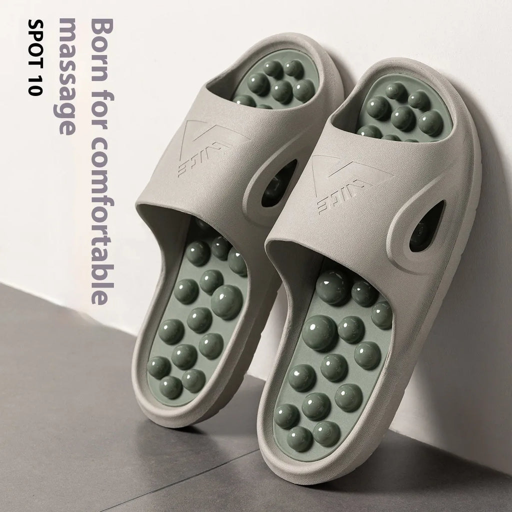 Non-slip ball massage sandals with grape particle texture, PVC upper and sole, available in multiple colours