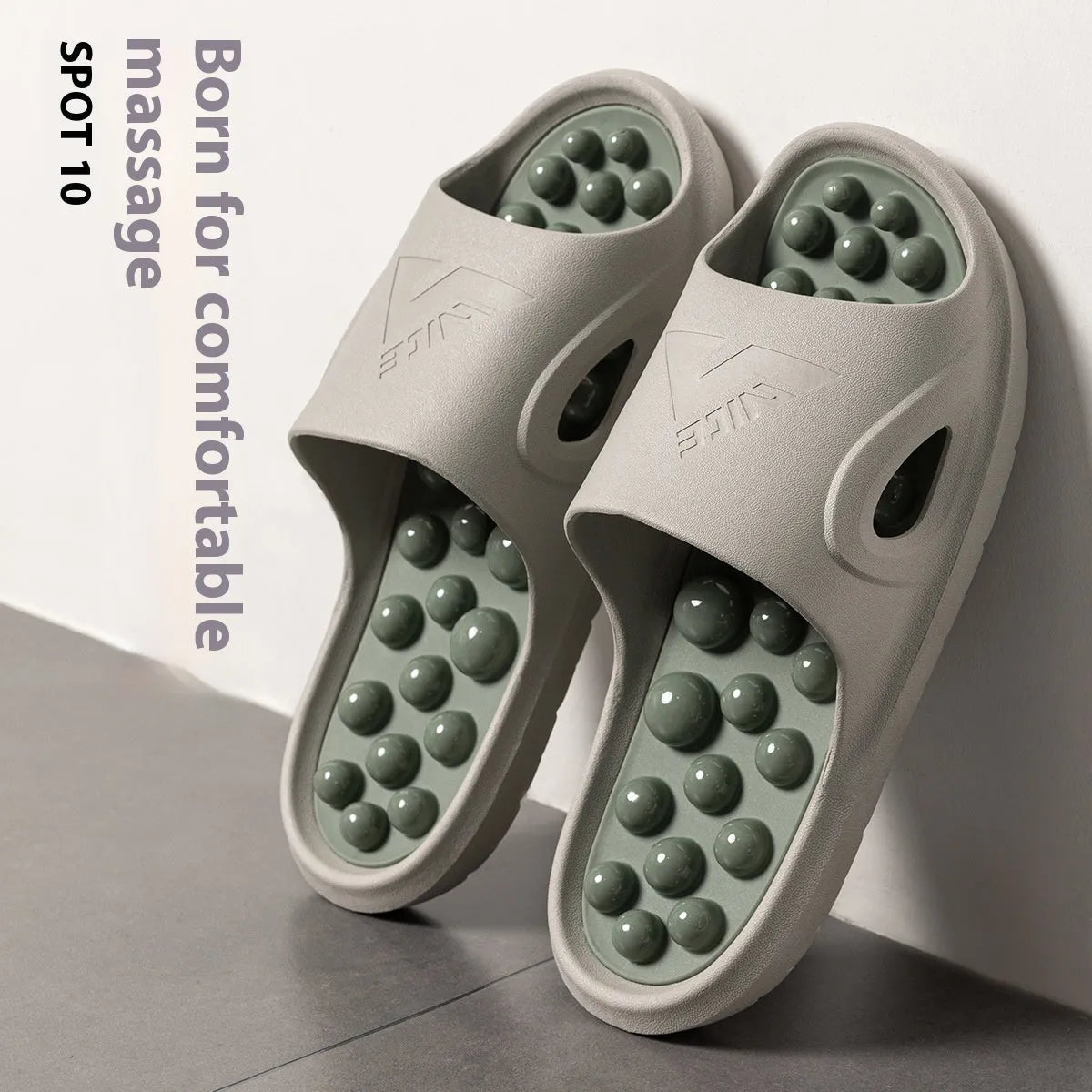 Non-slip ball massage sandals with grape particle texture, PVC upper and sole, available in multiple colours