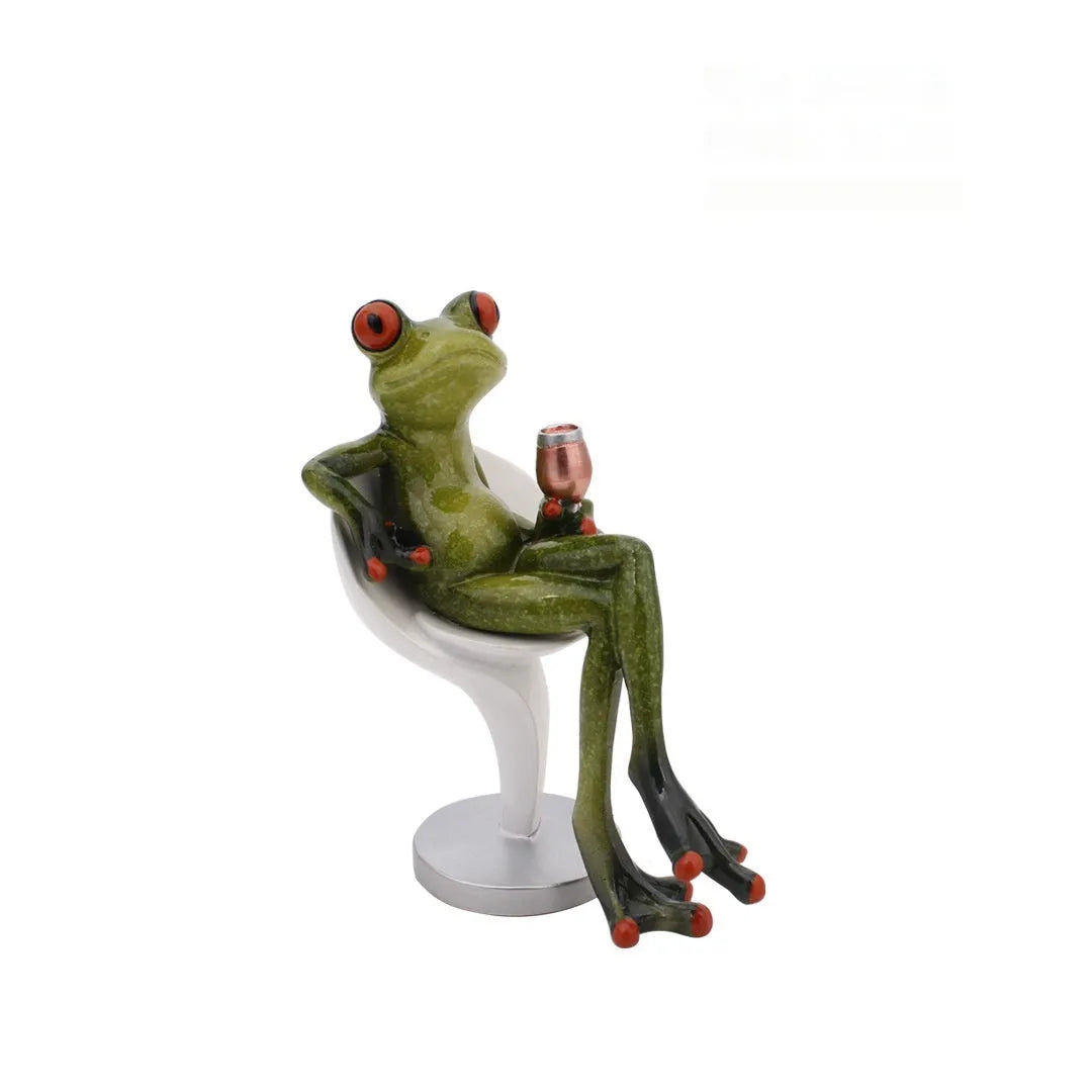 Pastoral style resin frog decoration for home interior display